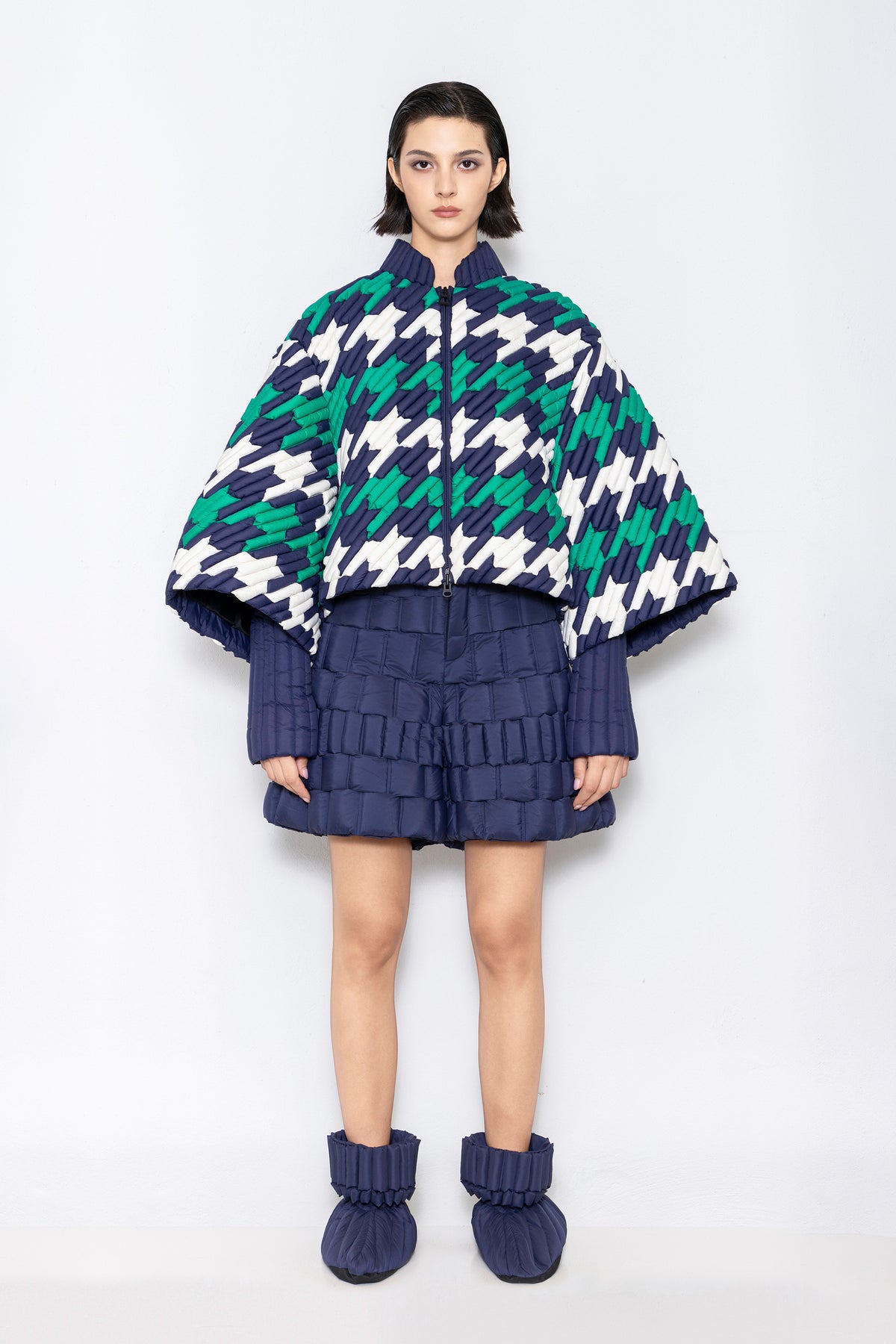 RAXXY HOUNDSTOOTH GOOSE DOWN JACKET