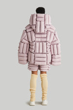 HORIZONTAL CHECKERBOARD OVERSIZED GOOSE DOWN COAT