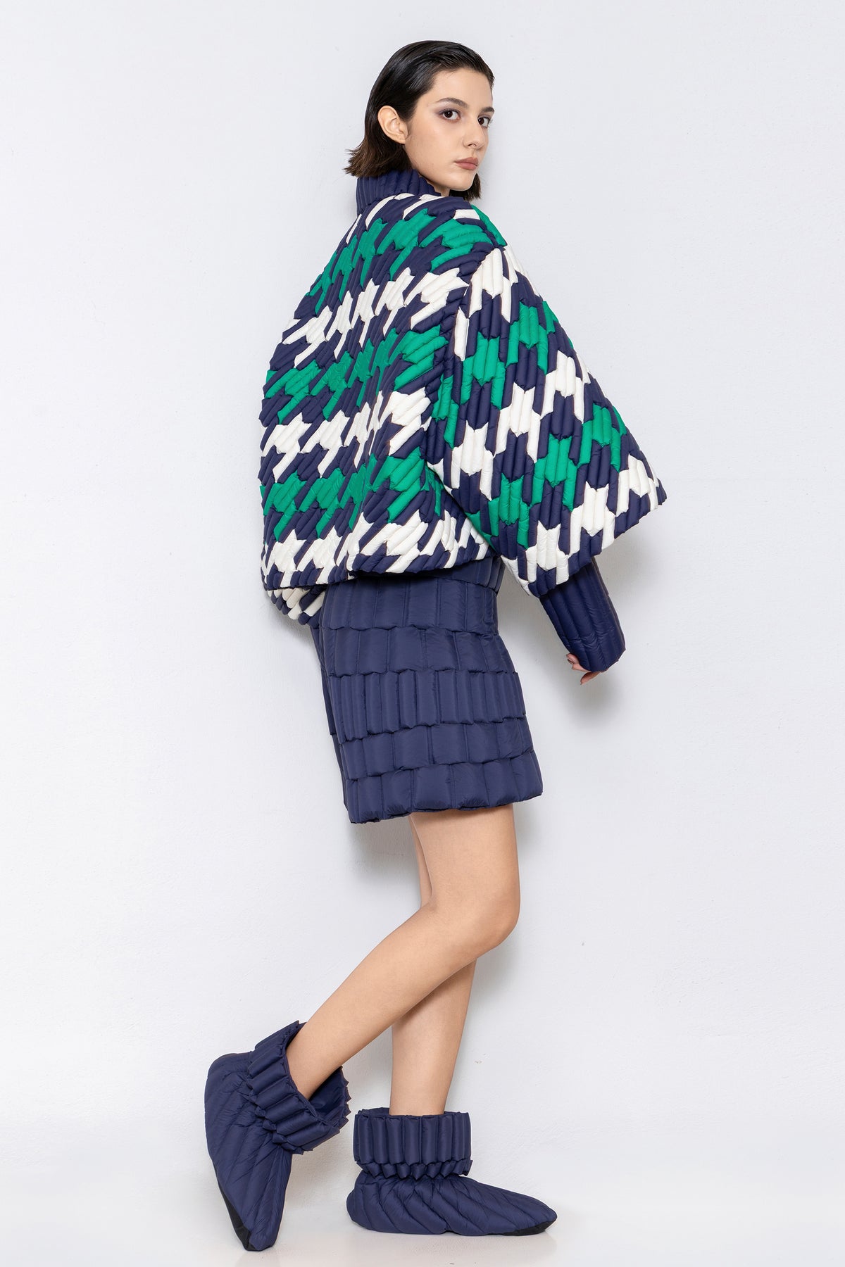 RAXXY HOUNDSTOOTH GOOSE DOWN JACKET