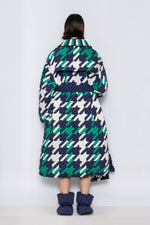 RAXXY CLASSIC HOUNDSTOOTH TEXTURE LAPEL GOOSE DOWN COAT