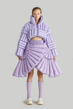 HORIZONTAL CHECKERBOARD GOOSE DOWN JACKET