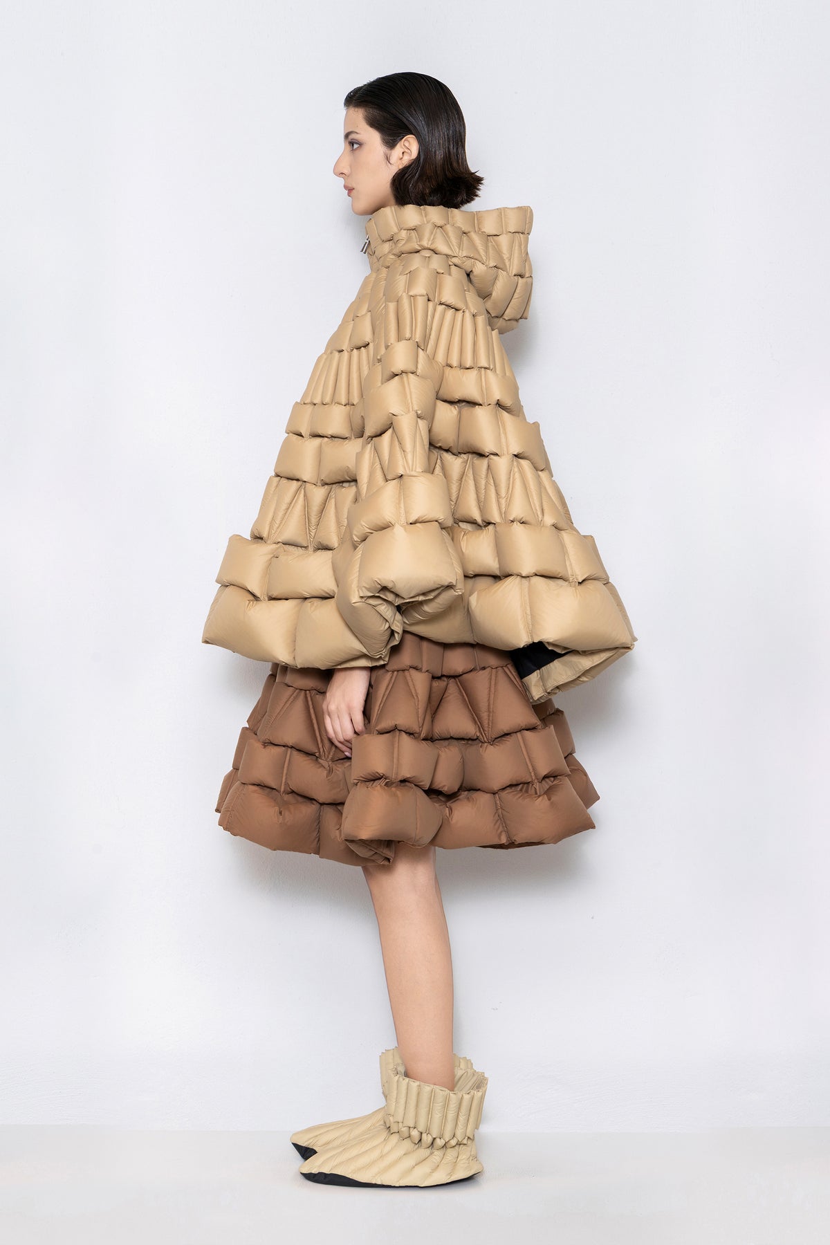 RAXXY CLASSIC CASUAL HOODED GOOSE DOWN CAPE