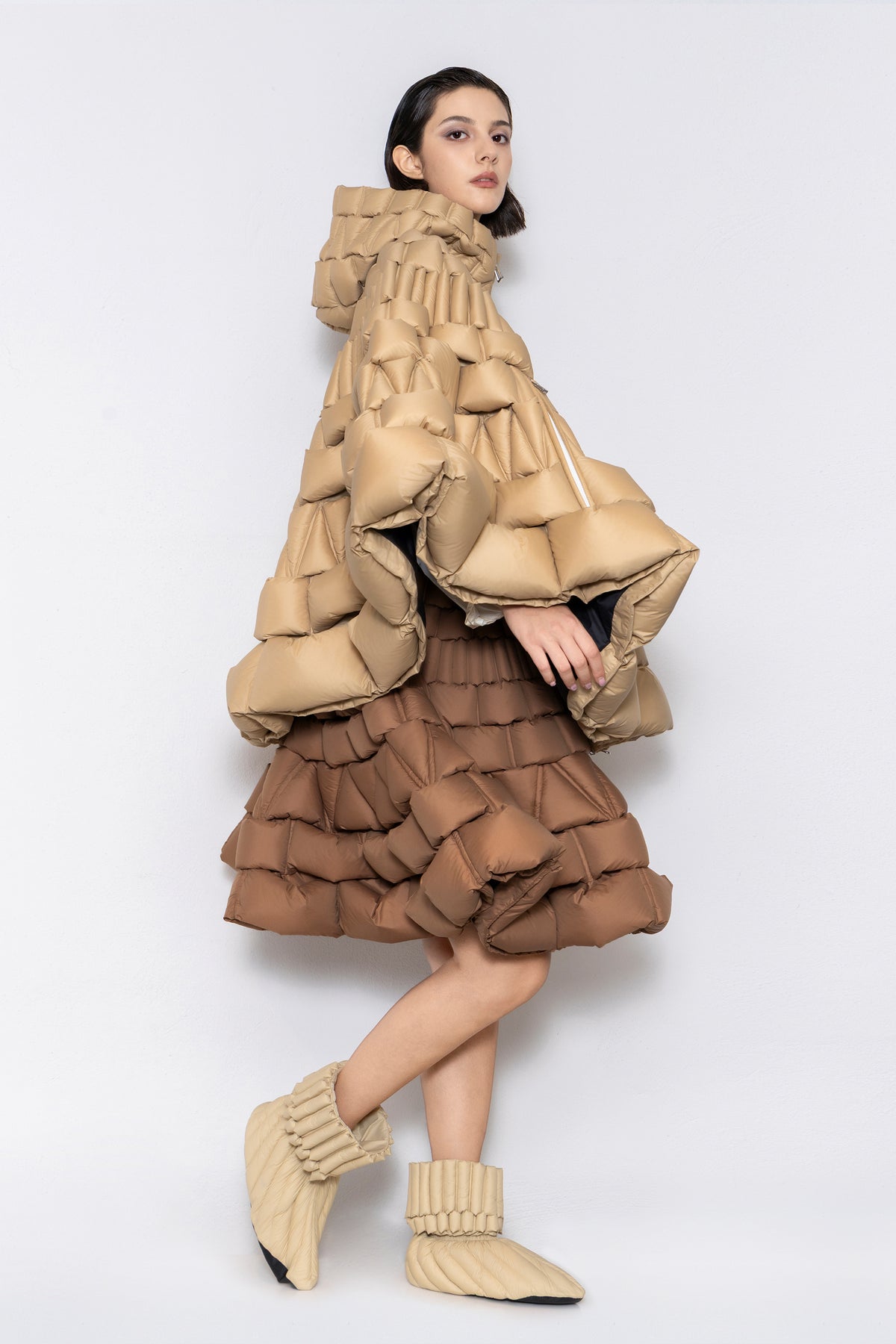 RAXXY CLASSIC CASUAL HOODED GOOSE DOWN CAPE