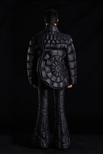 SQUARE SHOULDER SCALLOPED TEXTURE TRIM GOOSE DOWN JACKET