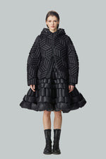 3D CUBE TEXTURED BAT SLEEVE DOWN JACKET