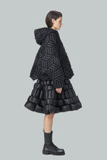 3D CUBE TEXTURED BAT SLEEVE DOWN JACKET