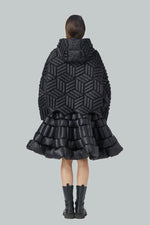 3D CUBE TEXTURED BAT SLEEVE DOWN JACKET