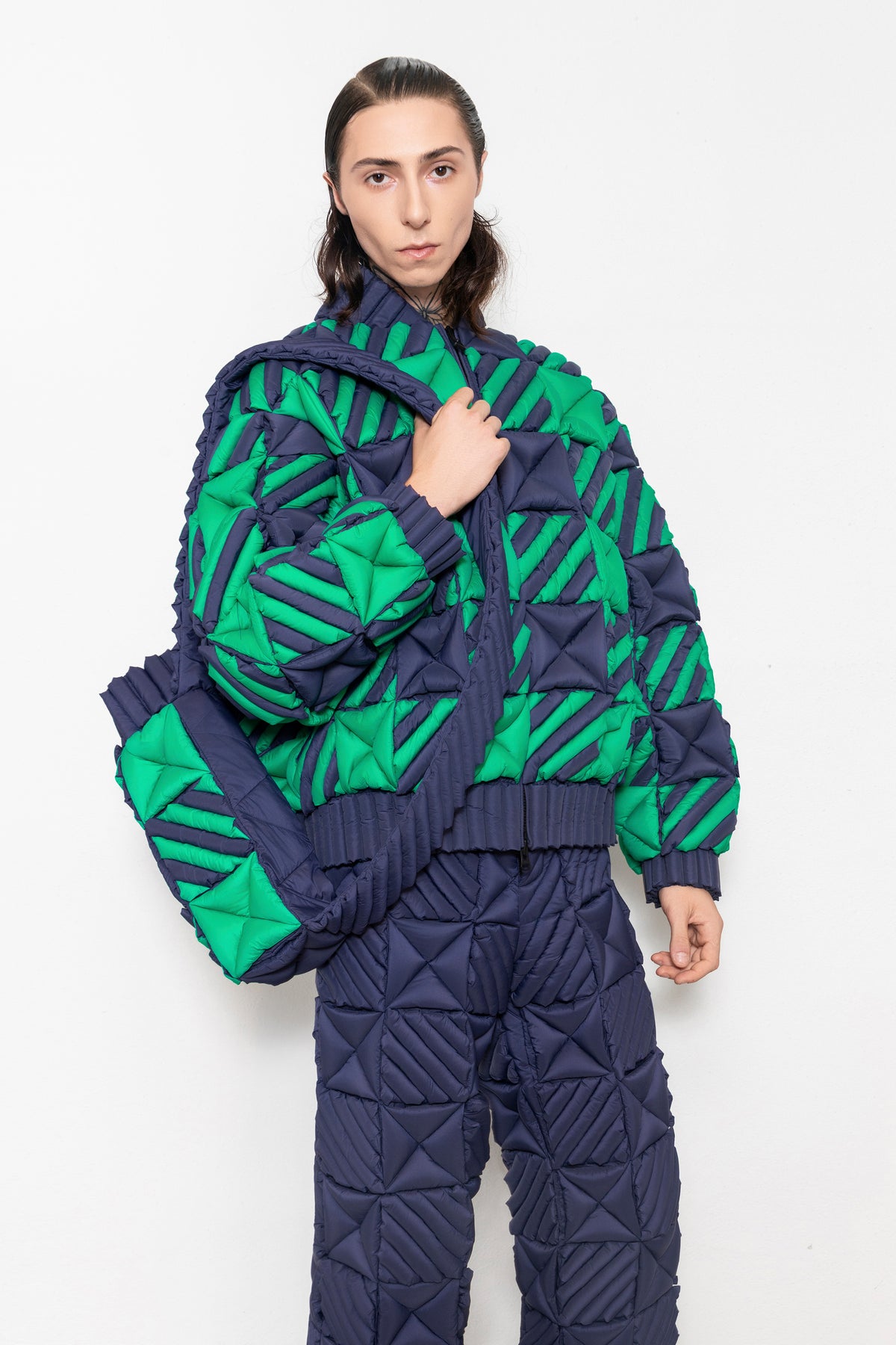 RAXXY VICHY CHECK GOOSE DOWN JACKET