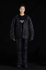 LOZENGE WEAVE GOOSE DOWN CARDIGAN