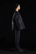 LOZENGE WEAVE GOOSE DOWN CARDIGAN