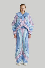 COLOUR PLANT STEM AND LEAF VEINED LAPEL GOOSE DOWN JACKET