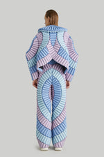 COLOUR PLANT STEM AND LEAF VEINED LAPEL GOOSE DOWN JACKET