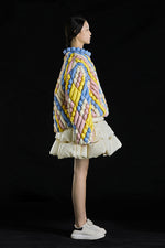 5-DIMENSIONAL COLOR WOVEN PATTERN GOOSE DOWN SWEATER