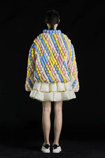 5-DIMENSIONAL COLOR WOVEN PATTERN GOOSE DOWN SWEATER