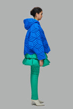 3D CUBE TEXTURED BAT SLEEVE DOWN JACKET