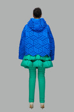 3D CUBE TEXTURED BAT SLEEVE DOWN JACKET