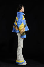 5-DIMENSIONAL TEXTURE COLOR BLOCK GOOSE DOWN JACKET