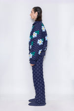 RAXXY WOVEN TEXTURE FLOWER PATTERN DOWN JACKET