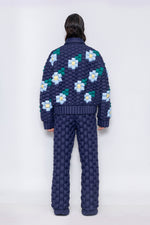 RAXXY WOVEN TEXTURE FLOWER PATTERN DOWN JACKET