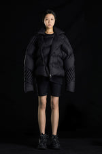 5-DIMENSIONAL BULLET PATTERN EMBELLISHED GOOSE DOWN RIDER JACKET