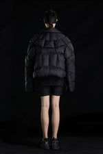 5-DIMENSIONAL BULLET PATTERN EMBELLISHED GOOSE DOWN RIDER JACKET