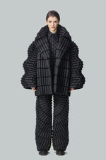 GEOMETRIC SILHOUETTE WAVY SLEEVE BAMBOO PATTERN LAPEL COAT