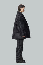 GEOMETRIC SILHOUETTE WAVY SLEEVE BAMBOO PATTERN LAPEL COAT