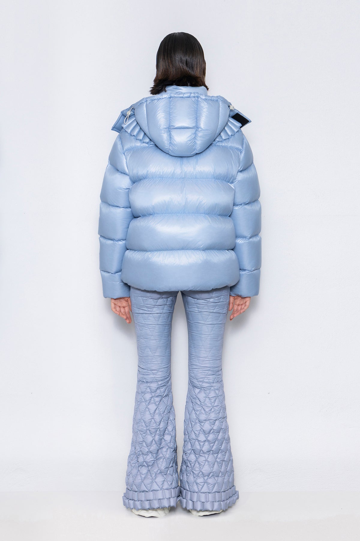 RAXXY V-PATTERN HOODED GOOSE DOWN JACKET