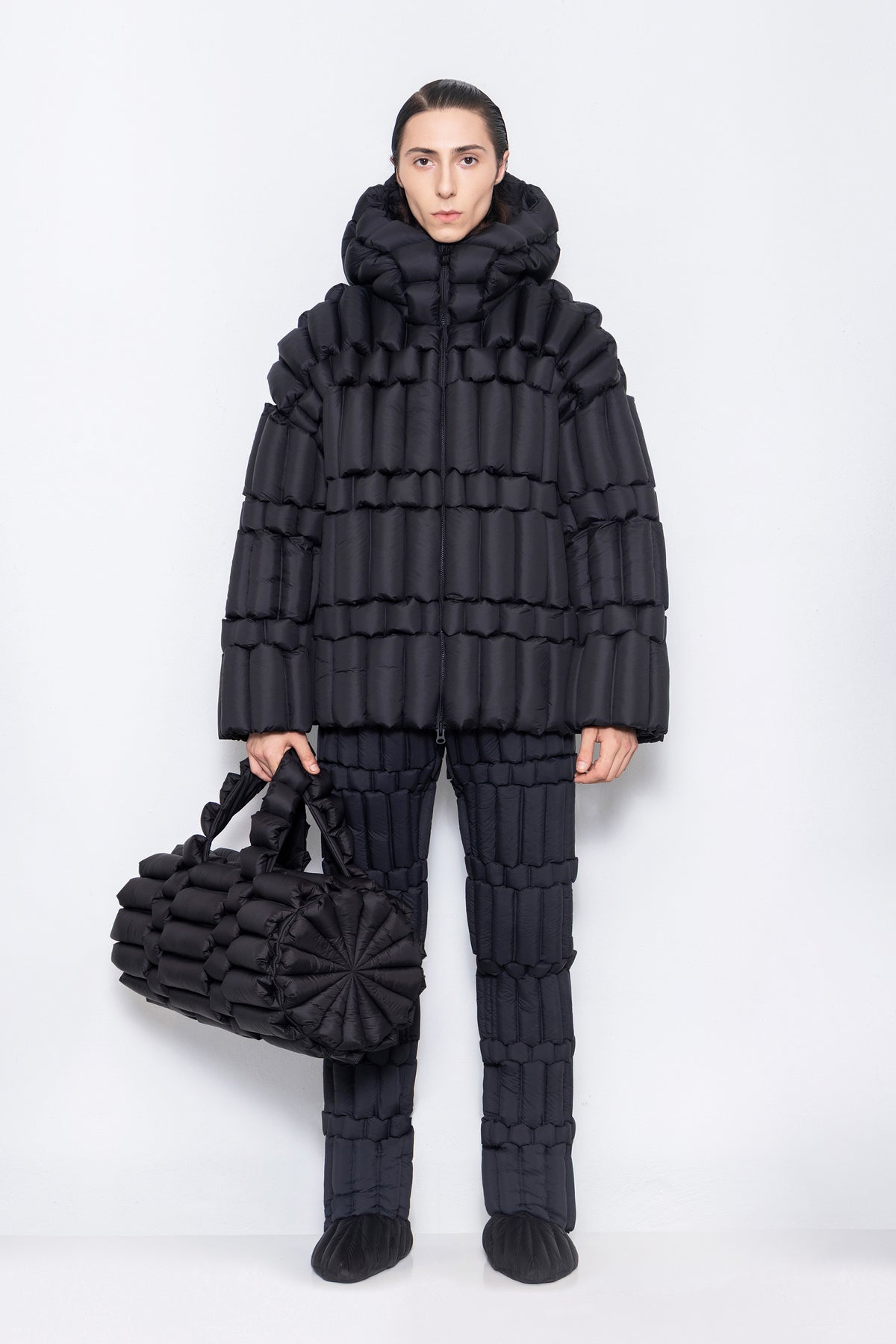 RAXXY CLASSIC SLUB CASUAL HOODED GOOSE DOWN JACKET