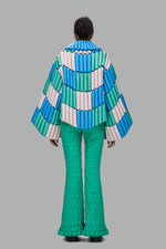 STITCHING WAVY PROFILE FLARED SLEEVE LAPEL JACKET