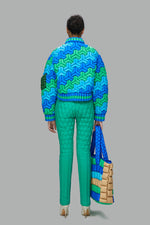 CLASSIC ARMOR PATTERN COLOR STRIPE DOWN JACKET