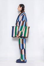 RAXXY COLORFUL HERRINGBONE PATTERN GOOSE DOWN BLAZER