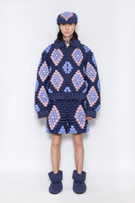 RAXXY CLASSIC FIREWORKS QUILTED CHECK PATTERN GOOSE DOWN JACKET