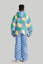 TRICOLOR THREE DIMENSIONAL GRAIN GOOSE DOWN JACKET