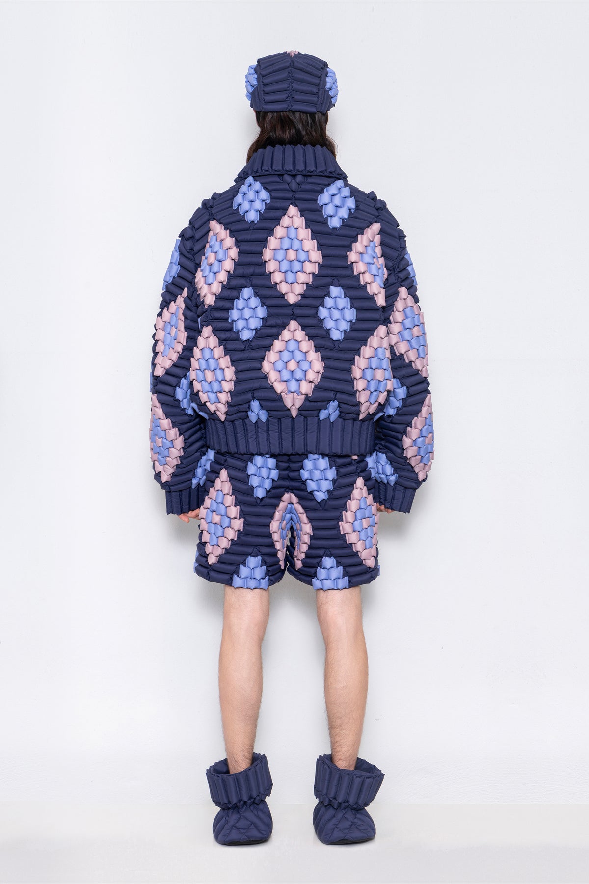 RAXXY CLASSIC FIREWORKS QUILTED CHECK PATTERN GOOSE DOWN JACKET