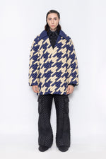 RAXXY HOUNDSTOOTH PATTERN GOOSE DOWN COAT