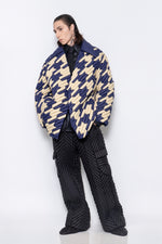 RAXXY HOUNDSTOOTH PATTERN GOOSE DOWN COAT