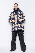 RAXXY HOUNDSTOOTH PATTERN GOOSE DOWN COAT