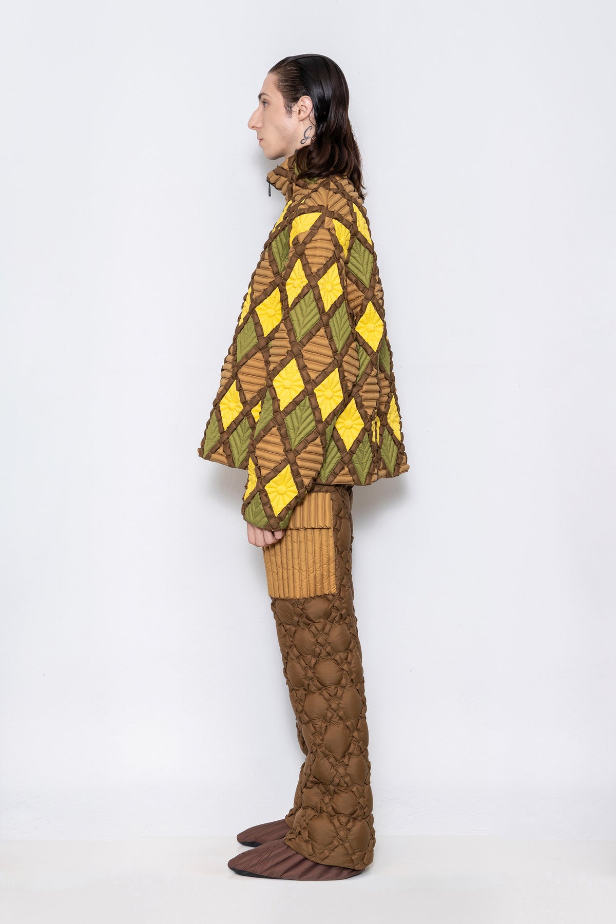 RAXXY “SUNFLOWER” QUILTED PATTERN GOOSE DOWN HOODIE