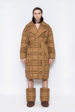 RAXXY CLASSIC SCOTTISH TARTAN NOTCH COLLAR GOOSE DOWN COAT