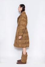 RAXXY CLASSIC SCOTTISH TARTAN NOTCH COLLAR GOOSE DOWN COAT