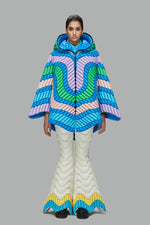 COLOR WAVY BUTTERFLY SILHOUETTE DOWN COAT