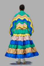 3D WAVY LANTERN SLEEVE CREW NECK DOWN SWEATER