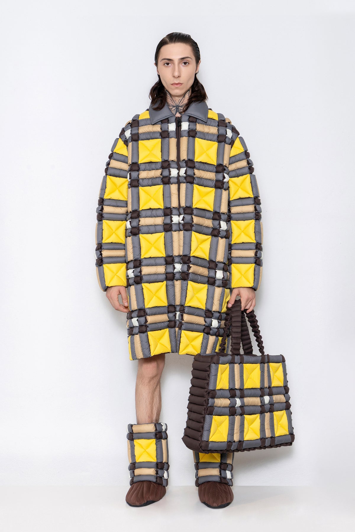 RAXXY CLASSIC SCOTTISH TARTAN LONG LENGTH GOOSE DOWN COAT