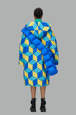 COLOR 3D CUBE DOWN WITH HAT COAT