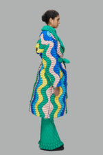 3D COLOR WAVY CLASSIC DOWN TRENCH COAT