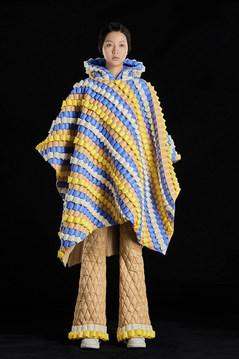 5-DIMENSIONAL TEXTURED COLORFUL JACQUARD GOOSE DOWN SHAWL
