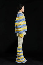 5-DIMENSIONAL TEXTURE COLORFUL JACQUARD CREWNECK GOOSE DOWN SWEATER