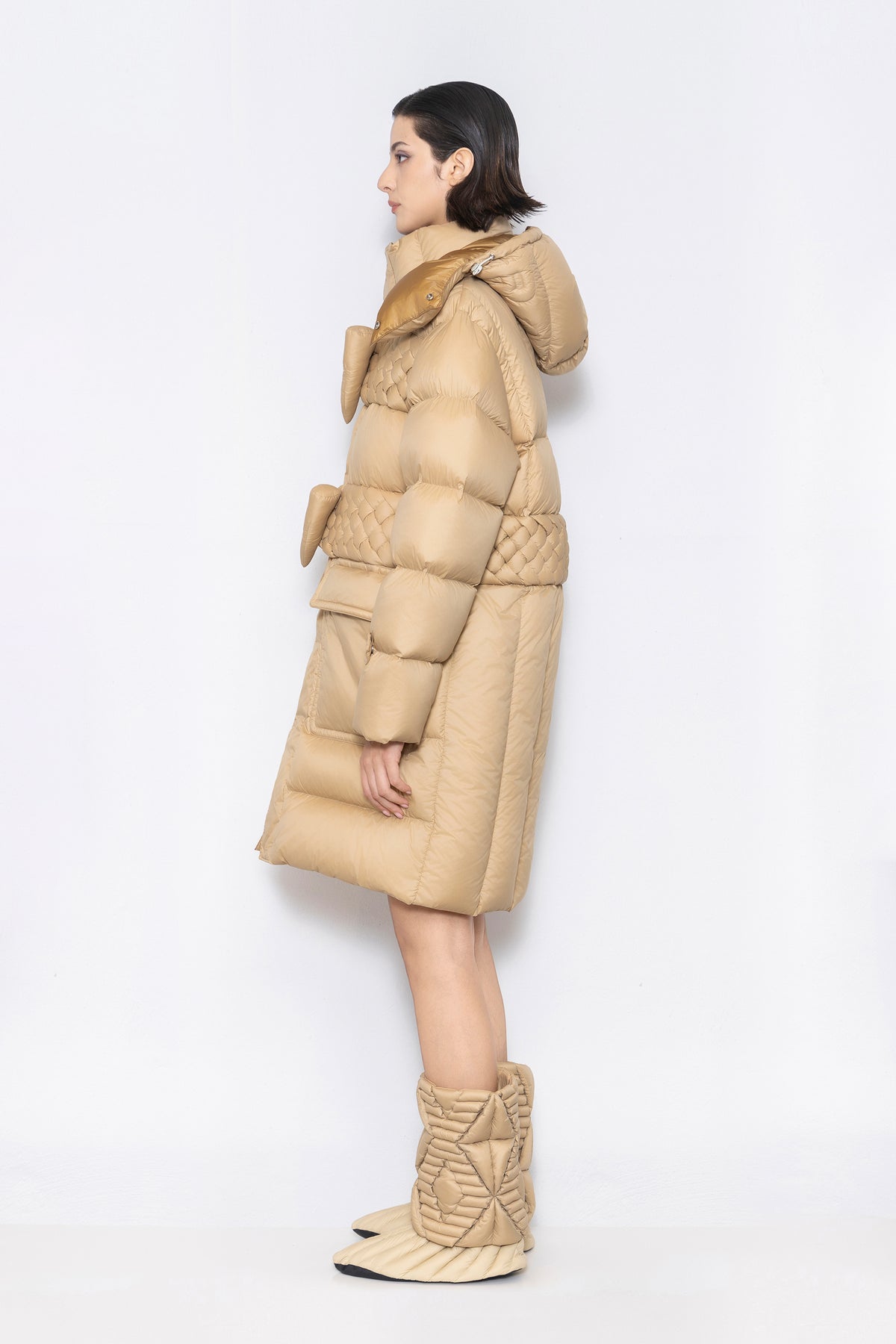 RAXXY CLASSIC BRAID HOODED GOOSE DOWN COAT