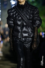 SQUARE SHOULDER SCALLOPED TEXTURE TRIM GOOSE DOWN JACKET